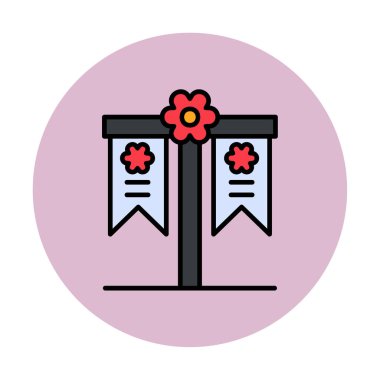 Festival bayrak simgesi, vektör illüstrasyonu