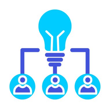 Takım Fikri, ampul ve iş dünyası ikonu, vektör illüstrasyonu