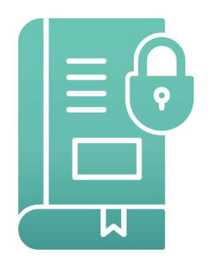 Asma kilit simgesine sahip kitap, vektör illüstrasyon tasarımı, Güvenli Kitap sembolü 