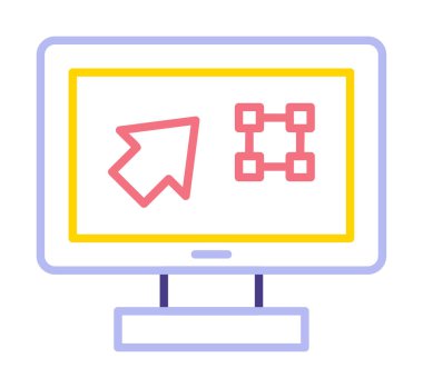 Ekran simgesinde basit Grafik Tasarım uygulaması, vektör illüstrasyonu