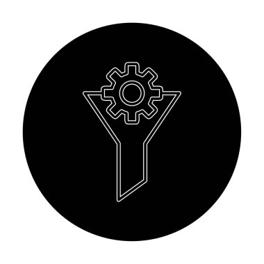 Vites simgesiyle filtre hunisi, vektör illüstrasyonu