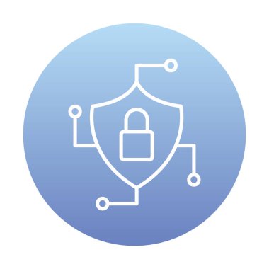 Asma kilit simgesi, vektör illüstrasyonlu güvenli kalkan