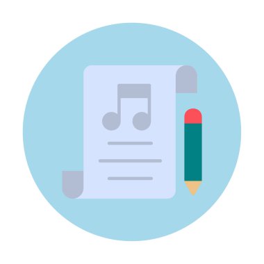 Müzik vektör düz renk simgesi oluşturuluyor                   