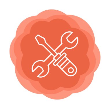 İngiliz anahtarı ve tornavida ikonu. Web için araç vektör simgesinin özet çizimi                              