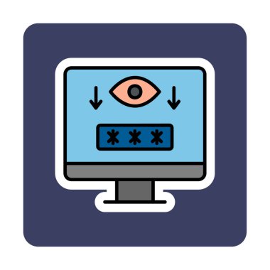 Basit Bilgisayar Casus Yazılımı simgesi, vektör illüstrasyonu