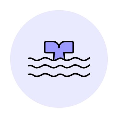 Moda tarzında izole edilmiş arka planda su ikonu olan balina kuyruğu