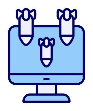 Dos hacker bomba ikonu ile bilgisayar monitörü