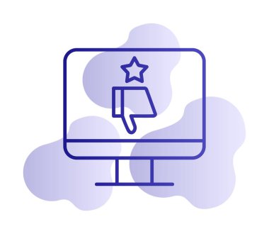 Kötü İnceleme simgesi, vektör illüstrasyonlu basit ekran