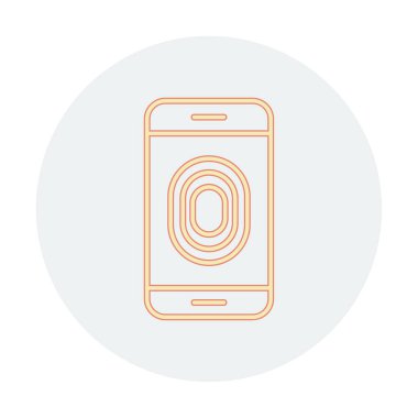 Kilitlenmemiş Parmak izi vektör simgesi olan telefon modern basit illüstrasyon