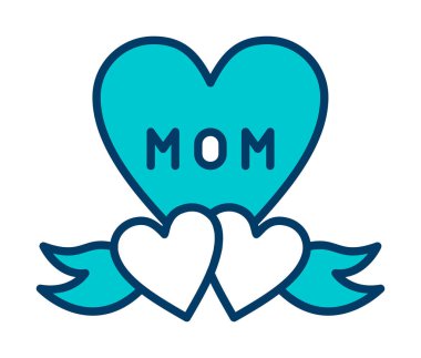 Heart I love mom web simgesi, vektör illüstrasyonu 