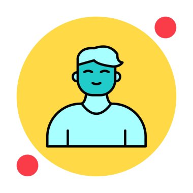 Saç stili vektör çizimi olan genç erkek avatar. 