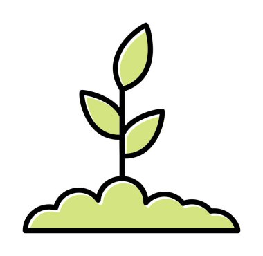 Yer simgesinde büyüyen bitki, vektör illüstrasyonu 