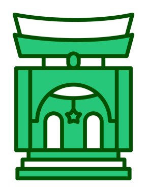 Basit antik Asya Tapınağı simgesi, vektör illüstrasyonu