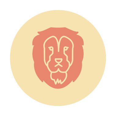 Aslan başı düz simgesi, vektör illüstrasyonu