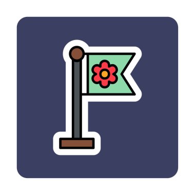 Sakura bayrak simgesi, vektör illüstrasyonu 