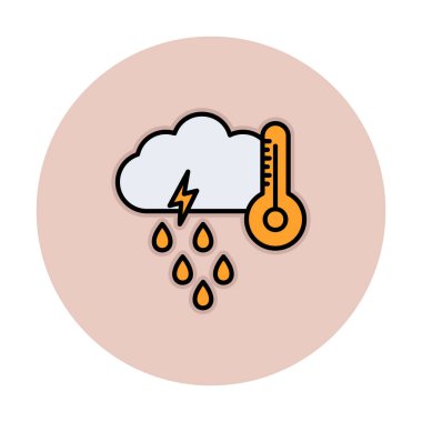 Gök gürültülü yağmurlu bulut sembolü, hava durumu ikonu, vektör illüstrasyonu 