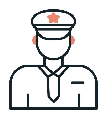 Üniformalı düz simgeli polis memurunun vektör çizimi