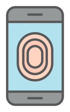 Kilitlenmemiş Parmak izi vektör simgesi olan telefon modern basit illüstrasyon