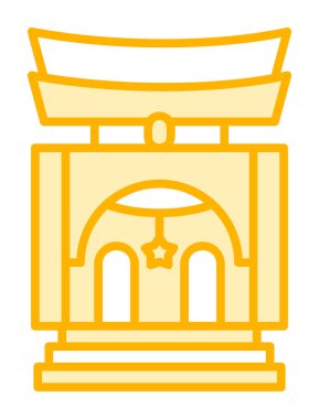 Basit antik Asya Tapınağı simgesi, vektör illüstrasyonu