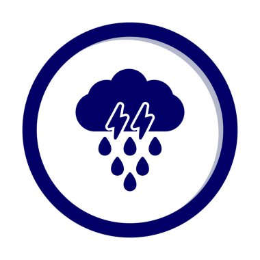 Gök gürültülü yağmurlu bulut sembolü, hava durumu ikonu, vektör illüstrasyonu 