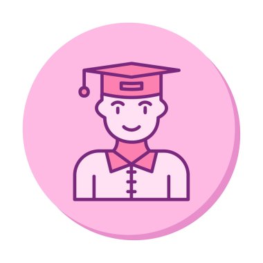 Mezuniyet başlığı simgesi vektör illüstrasyonu öğrencisi