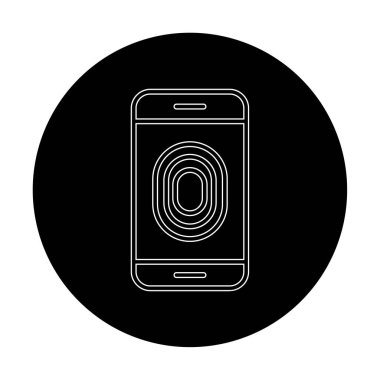Kilitlenmemiş Parmak izi vektör simgesi olan telefon modern basit illüstrasyon