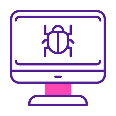 yazılım hatası düz simgesi, vektör illüstrasyonu, Sistem Virüsü 