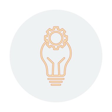 Cogwheel simgesi, vektör illüstrasyonlu ampul 