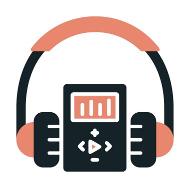 Düz kulaklık simgesi, web afişi, web ve mobil, bilgi grafikleri için vektör illüstrasyon kavramı.