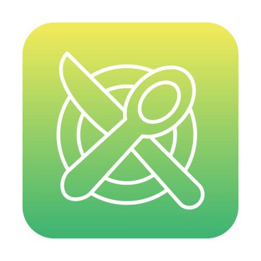 bıçak ve çatal tabakta, yemek ikonu, vektör illüstrasyonu  