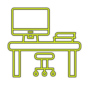 ofis masası simgesi, basit vektör illüstrasyonu