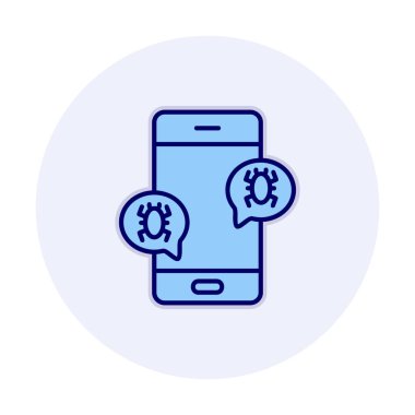 akıllı telefon virüslerle enfekte, vektör illüstrasyonu basit tasarım