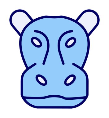 Hippopotamus baş ikon vektör çizimi