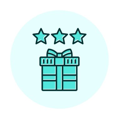 hediye ve İnceleme vektör düz simge tasarımı