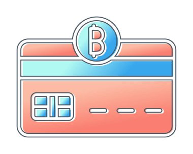 Bitcoin cüzdan simgesi, bitcoin simgesi olan kredi kartı, vektör illüstrasyonu 