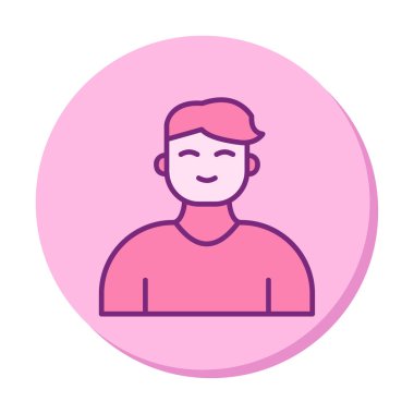 Saç stili vektör çizimi olan genç erkek avatar. 