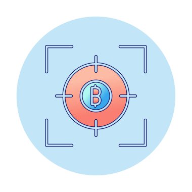 Bitcoin ve hedef. Web simgesi illüstrasyonu