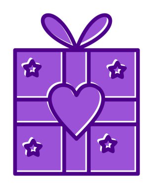 Kalp ikonu vektör illüstrasyon tasarımlı hediye kutusu