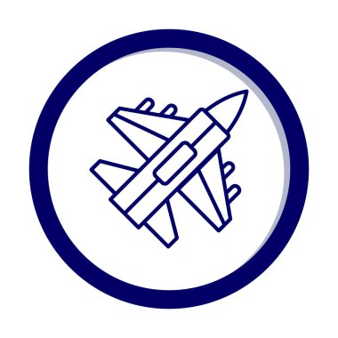 Jet Fighter ikonu. Askeri uçak uçuşu. vektör illüstrasyonu