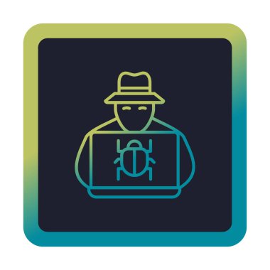 Basit Bilgisayar Hacker simgesi, vektör illüstrasyonu