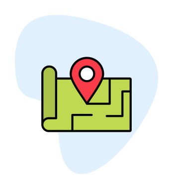 Konum iğnesi, vektör illüstrasyonlu harita simgesi