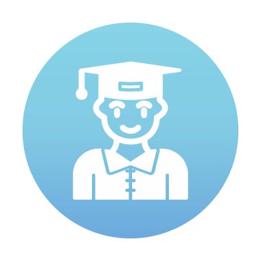 Mezuniyet başlığı simgesi vektör illüstrasyonu öğrencisi