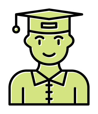 Mezuniyet başlığı simgesi vektör illüstrasyonu öğrencisi