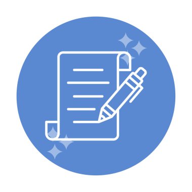 Kalem simgesi ve vektör illüstrasyonlu kağıt sayfası 