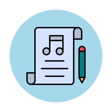 Müzik vektör düz renk simgesi oluşturuluyor                   