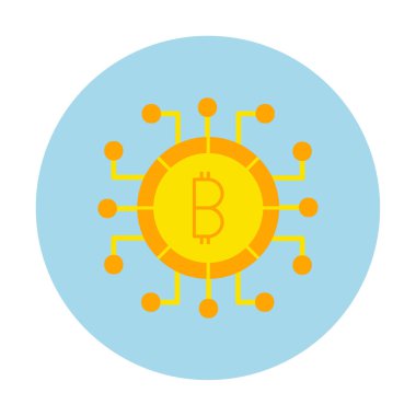 Bitcoin işareti, vektör illüstrasyonlu dijital para simgesi 