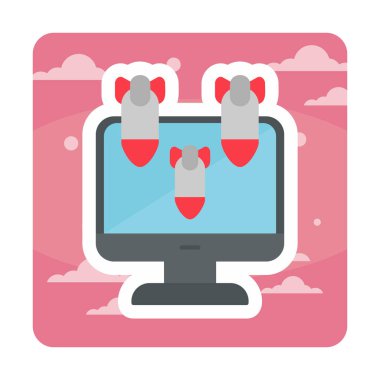 Dos hacker bomba ikonu ile bilgisayar monitörü