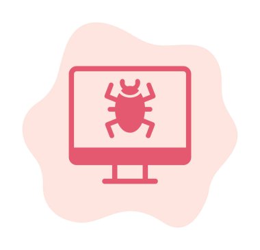 Basit Bilgisayar Virüsü simgesi, vektör illüstrasyonu