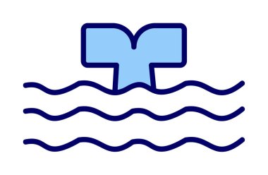 Moda tarzında izole edilmiş arka planda su ikonu olan balina kuyruğu