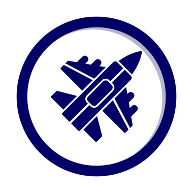 Jet Fighter ikonu. Askeri uçak uçuşu. vektör illüstrasyonu